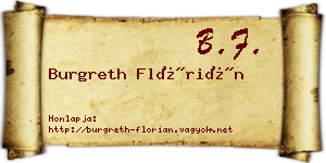 Burgreth Flórián névjegykártya